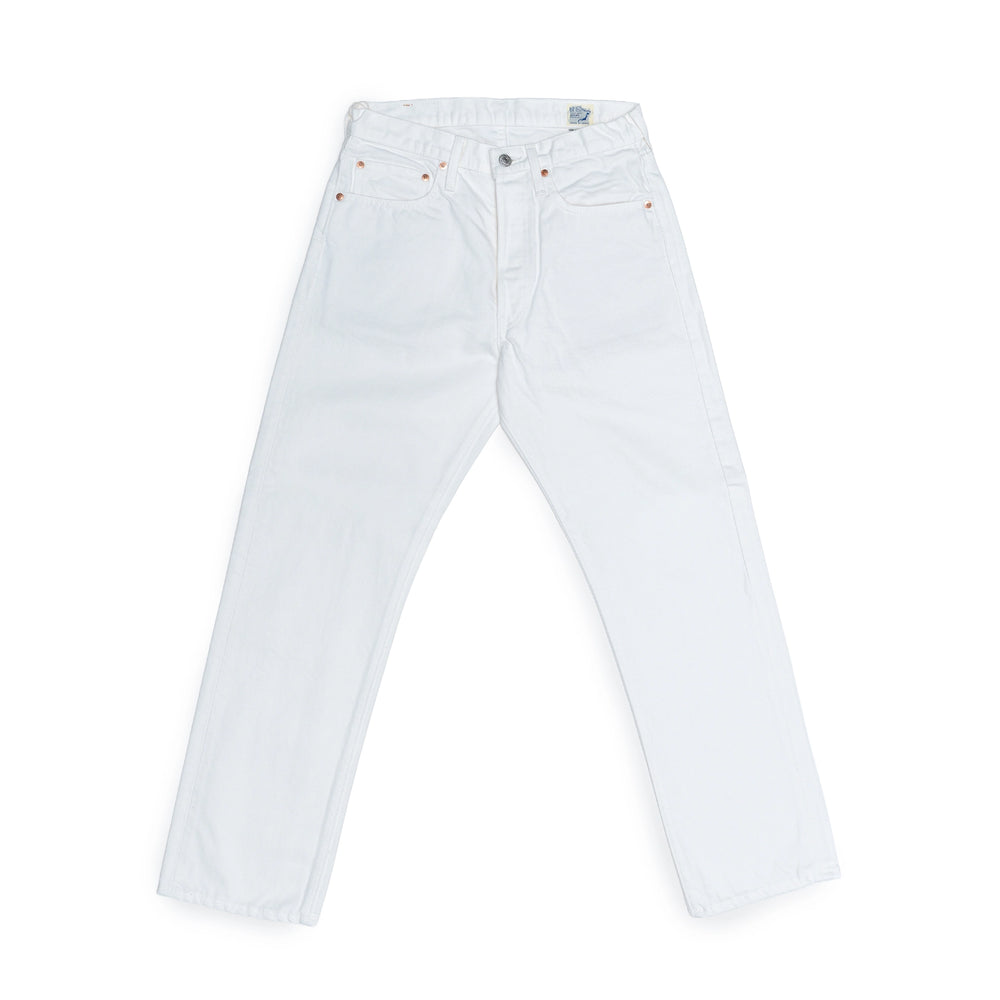 กางเกงยีนส์ orSlow 105 Standard Fit สีขาว ผลิตในญี่ปุ่นจากผ้าเดนิมเนื้อแน่น ทรงขาตรงคลาสสิก รายละเอียดเรียบสะอาดตา 