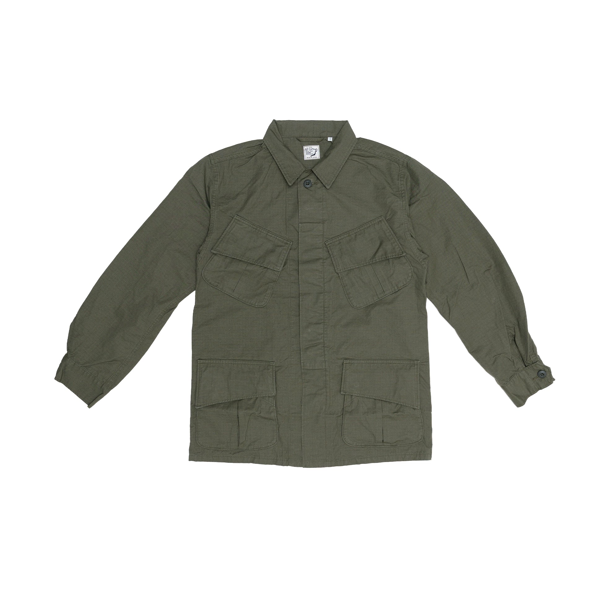 เสื้อแจ็กเก็ต orSlow U.S. Army Tropical Jacket สี Army Green ผลิตในญี่ปุ่นจากผ้าฝ้ายเนื้อเบาทอแน่น ทรงหลวมสบาย กระเป๋าหน้าสี่ช่องสไตล์ military ให้ลุควินเทจเท่เรียบในแบบคลาสสิก
