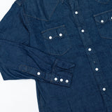 เสื้อเชิ้ตยีนส์ orSlow Western Shirt รุ่น One Wash ผ้าเดนิมสีน้ำเงินเข้ม ฟอกอ่อนเล็กน้อย กระดุมสแน็ปสไตล์วินเทจ ผลิตในญี่ปุ่น