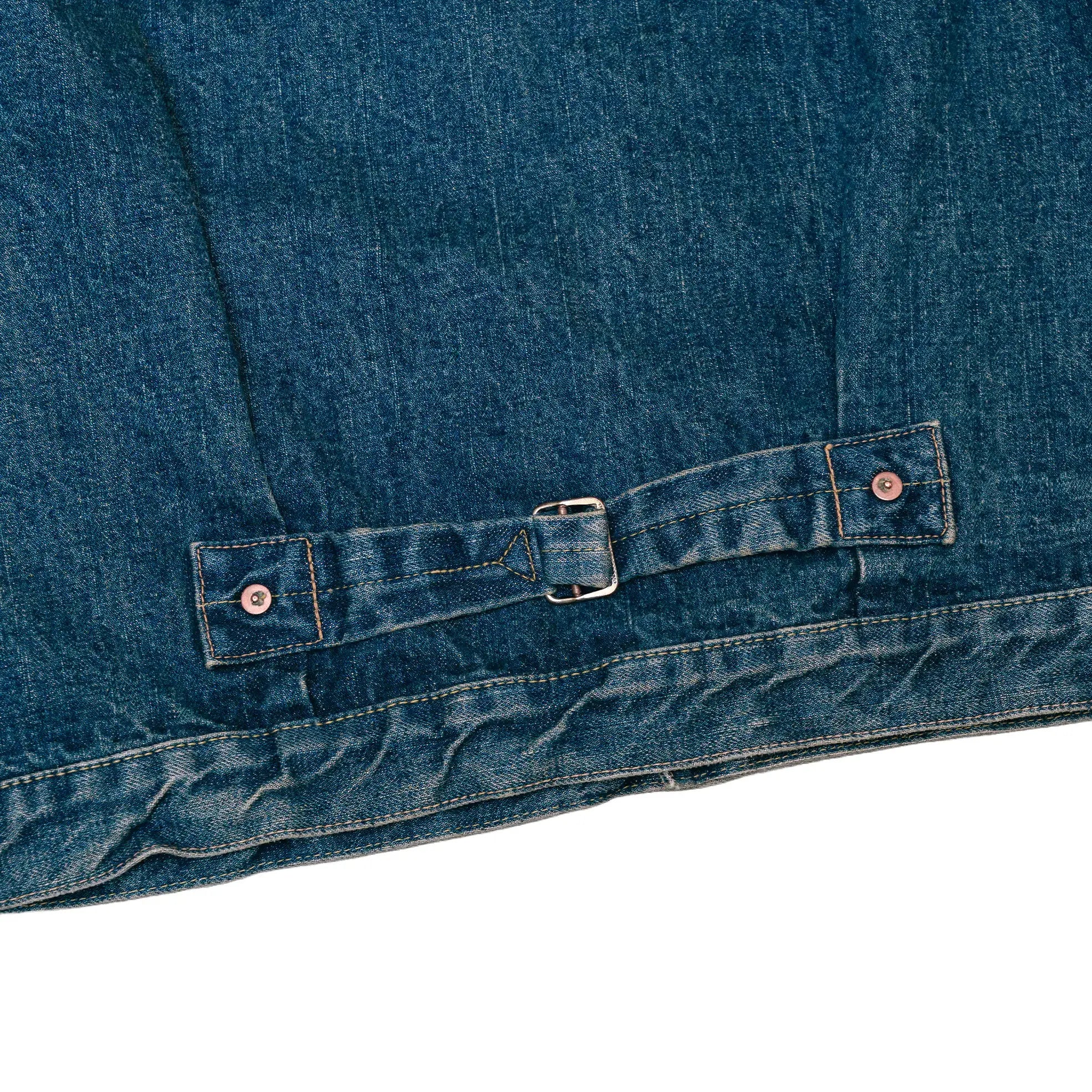 orslow type 1 denim jacket 2 year wash back cinch buckle detail