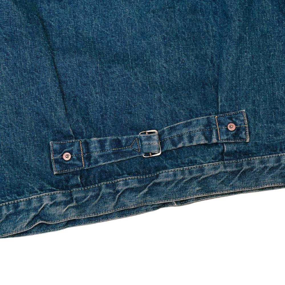 orslow type 1 denim jacket 2 year wash back cinch buckle detail