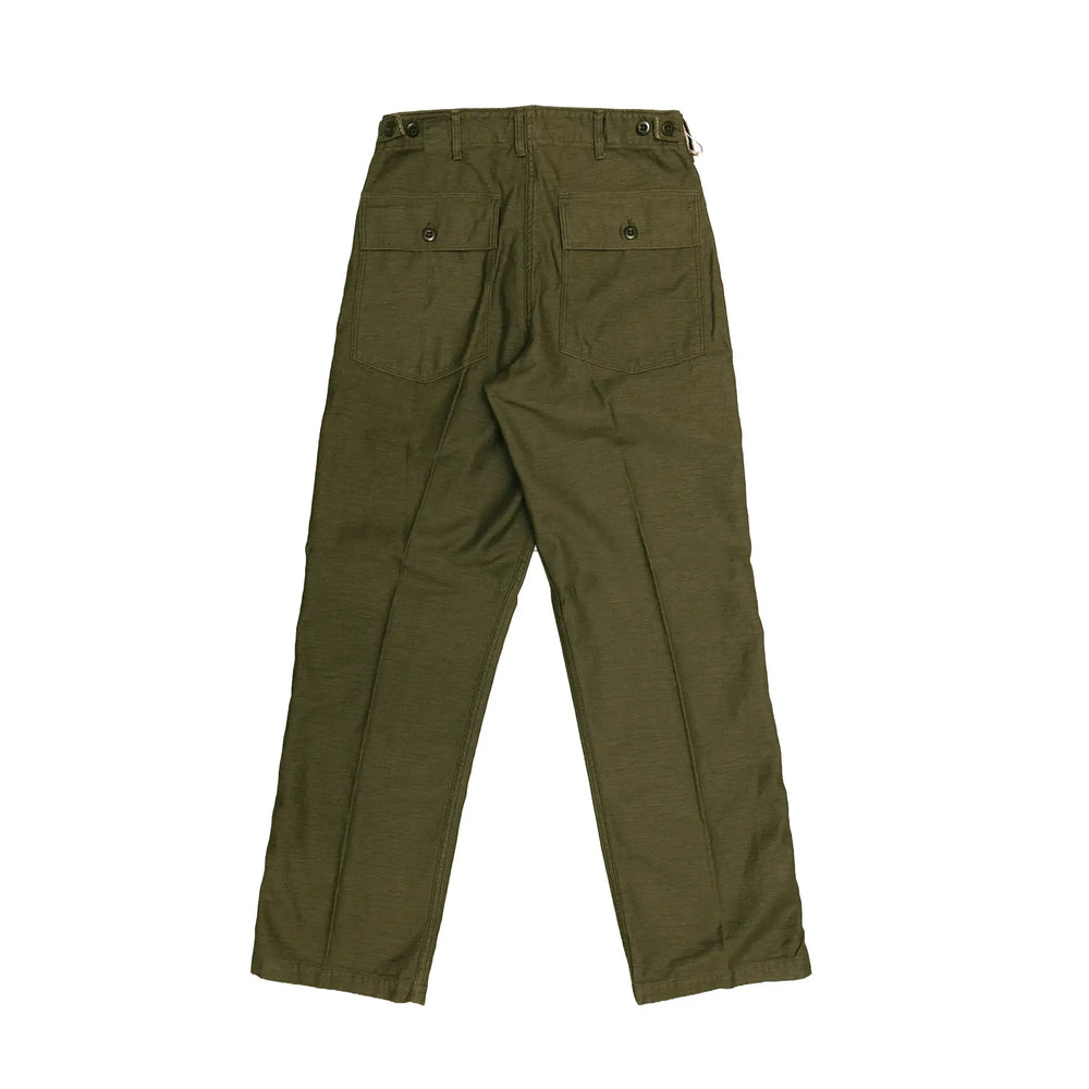 orslow vintage fatigue pants dark olive fabric texture detail