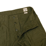 orslow v5002 dark olive fatigue pants waistband detail