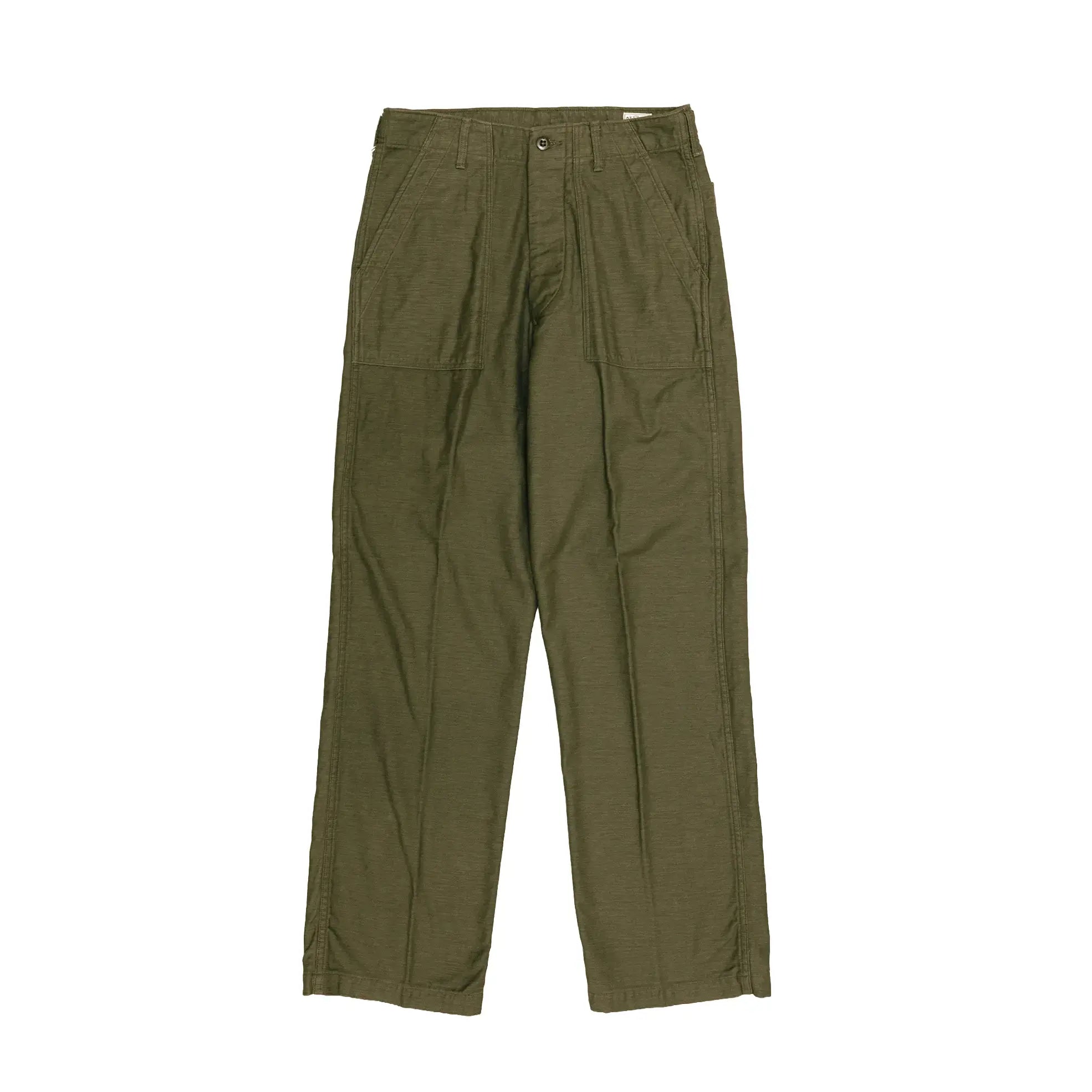 orslow vintage fit fatigue pants dark olive side profile