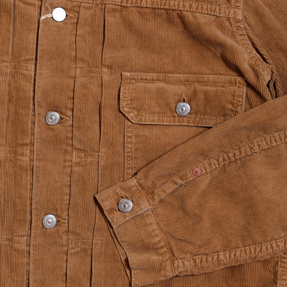 Pocket and stitching detail of the Remi Relief 14W Corduroy 2nd Jacket in Beige highlighting precise construction and workmanship for Clothier & Sons.