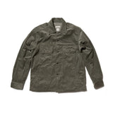 Seuvas Corduroy CPO Shirt in sage, front view on mannequin.