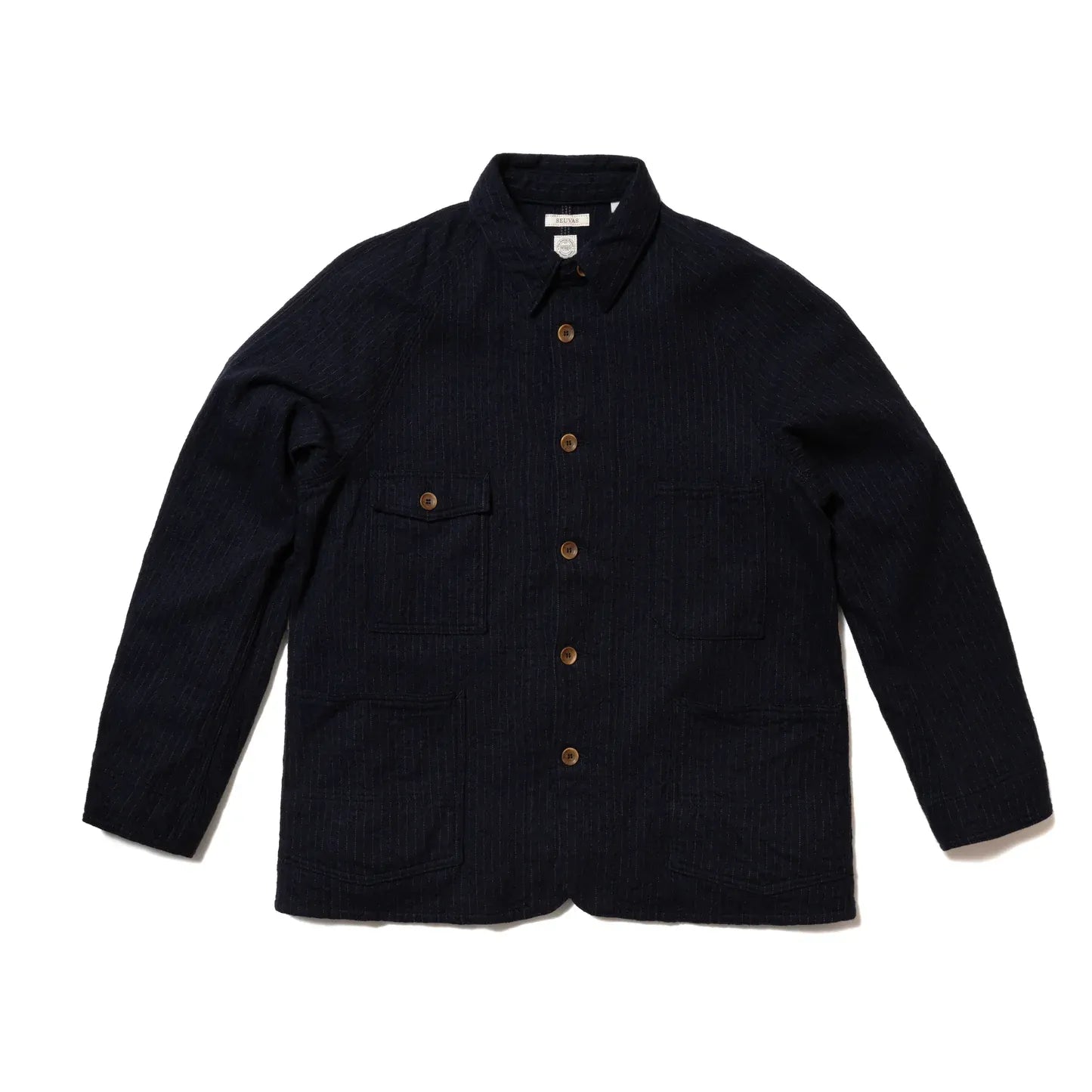 SEUVAS C/W Raglan Coverall in navy, front view on mannequin.