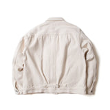 Seuvas Herringbone Trucker Jacket in natural, back view highlighting panel stitching.