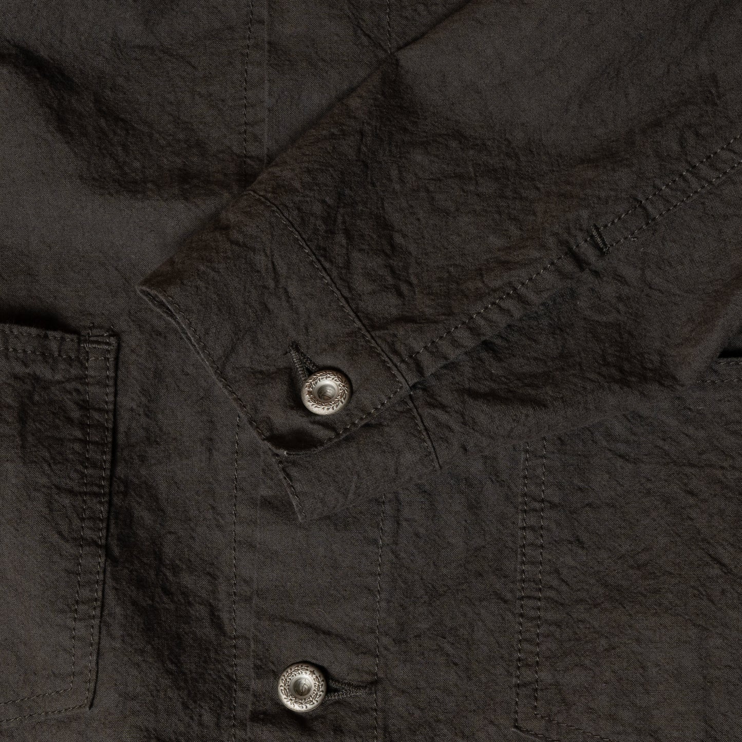 Seuvas L/C Trucker Jacket Charcoal Button Detail