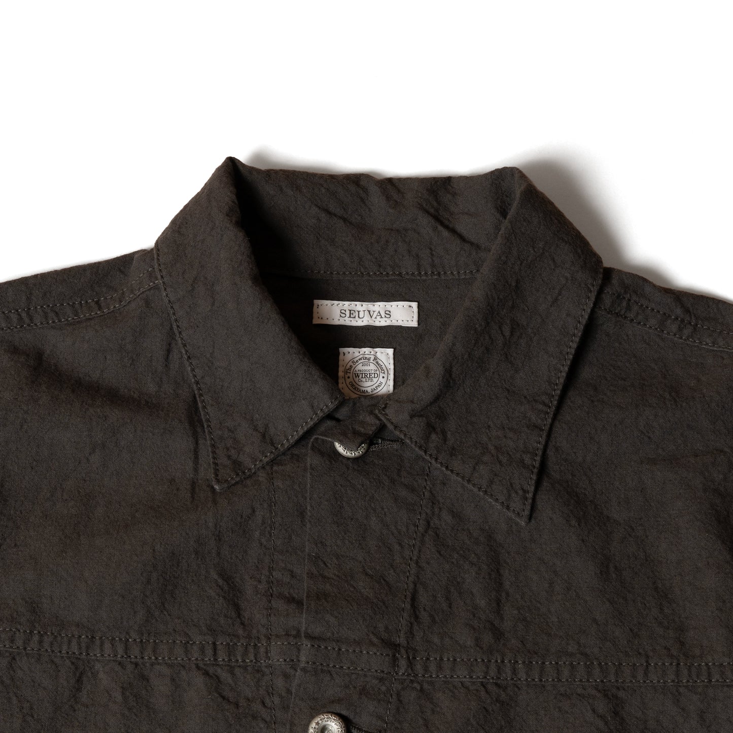Seuvas L/C Trucker Jacket Charcoal Collar Detail