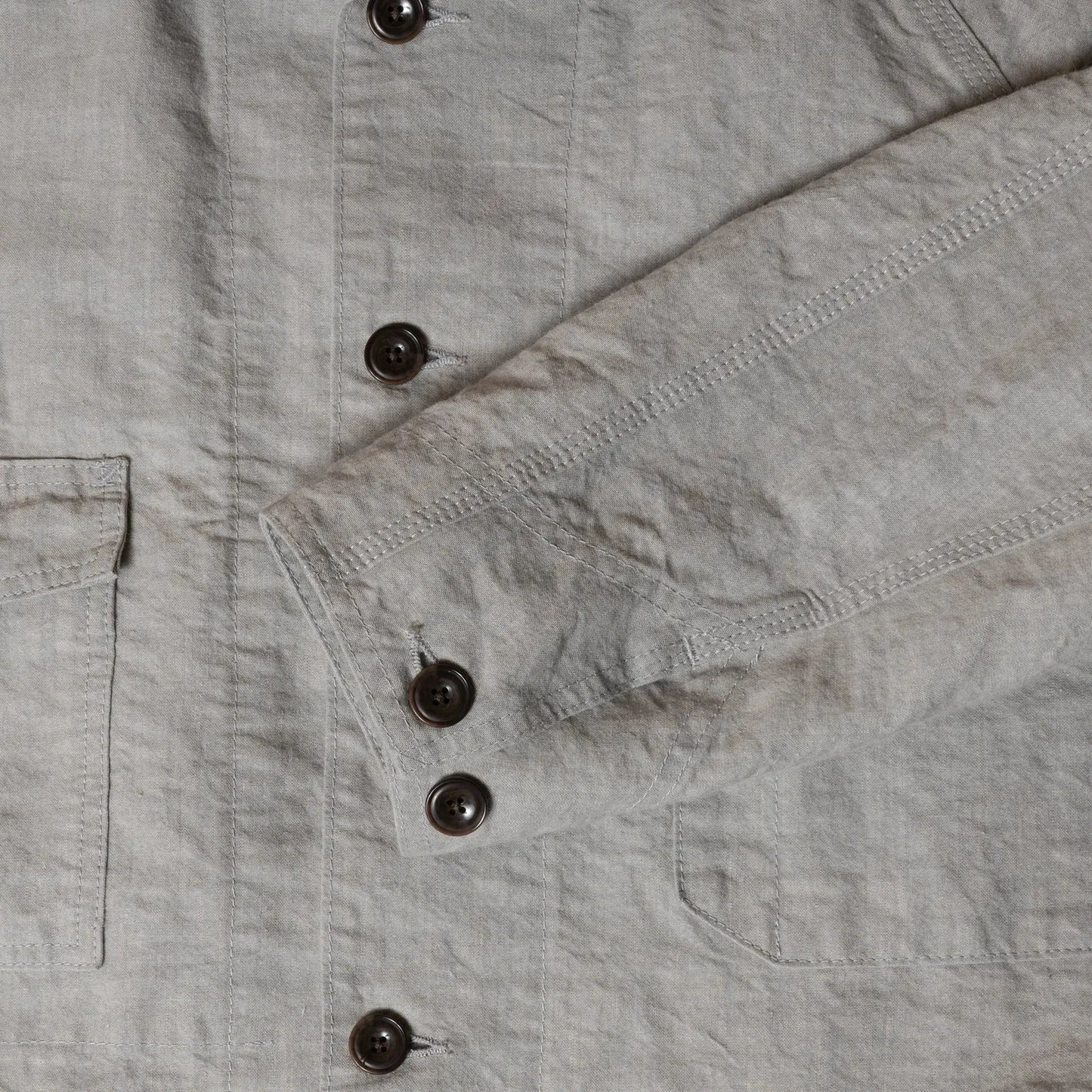 Seuvas Washi Raglan Coverall Light Charcoal Button Detail