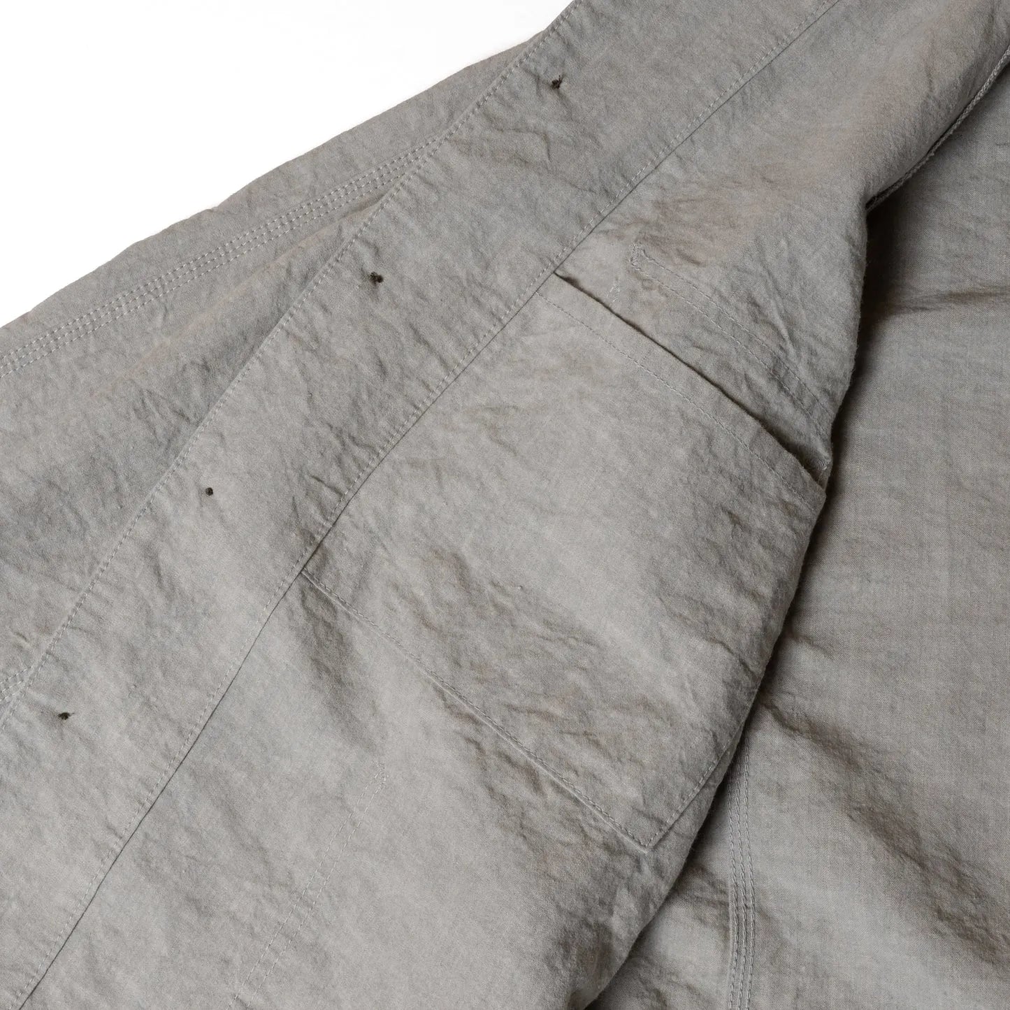 Seuvas Washi Raglan Coverall Light Charcoal Chest Pocket Detail