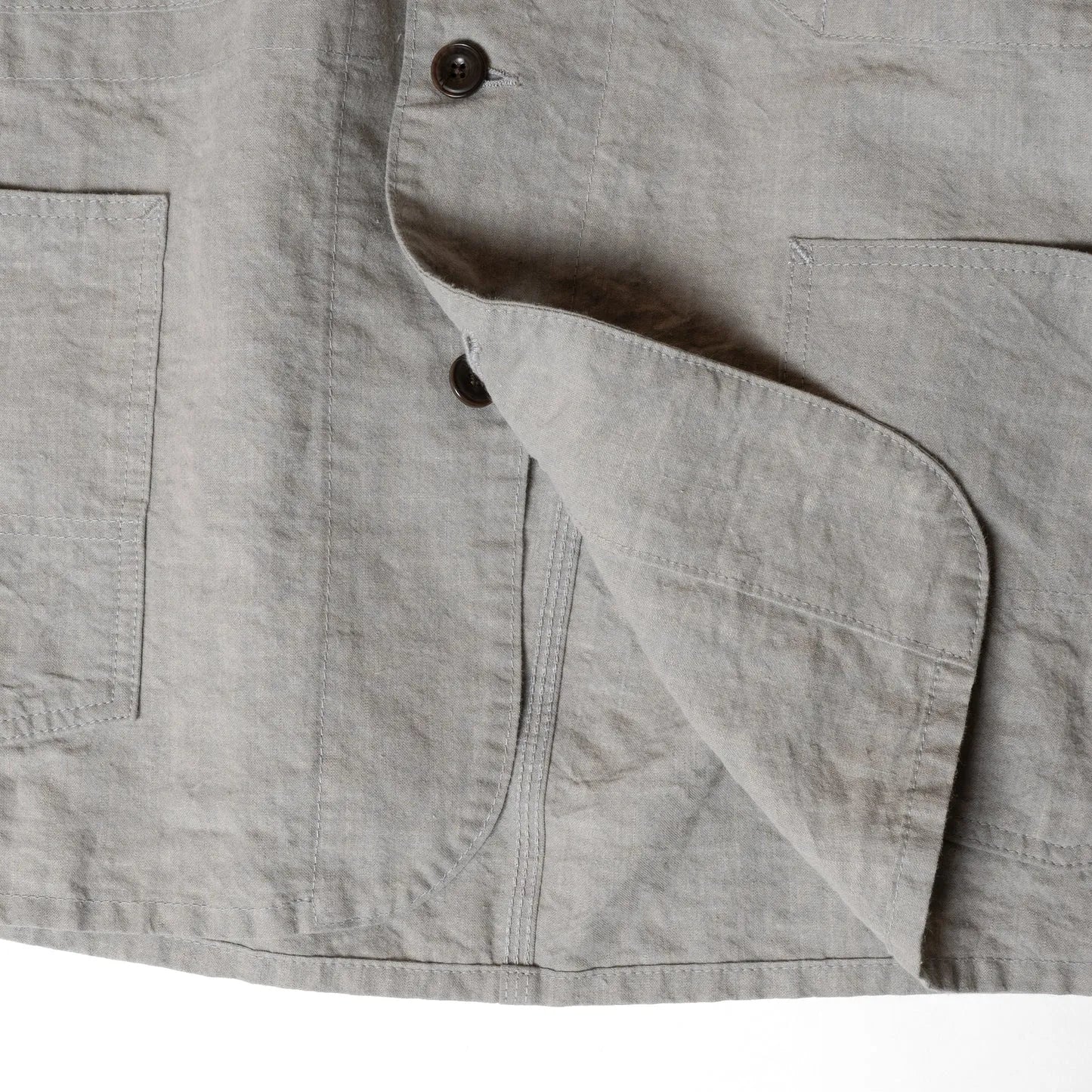 Seuvas Washi Raglan Coverall Light Charcoal Washi Fabric Detail