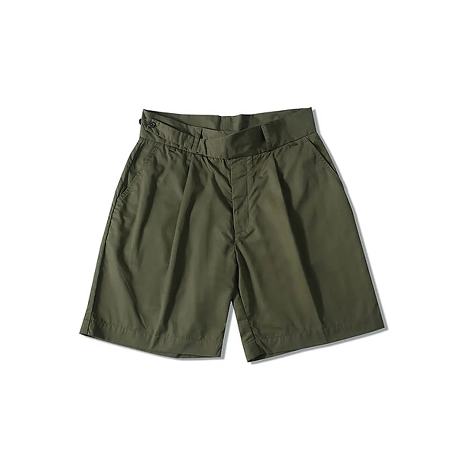 Front view of the Standard Types Pleated Chino Shorts Green showing the pleated front design, clean silhouette, and classic green tone for Clothier & Sons.