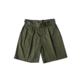 Front view of the Standard Types Pleated Chino Shorts Green showing the pleated front design, clean silhouette, and classic green tone for Clothier & Sons.
