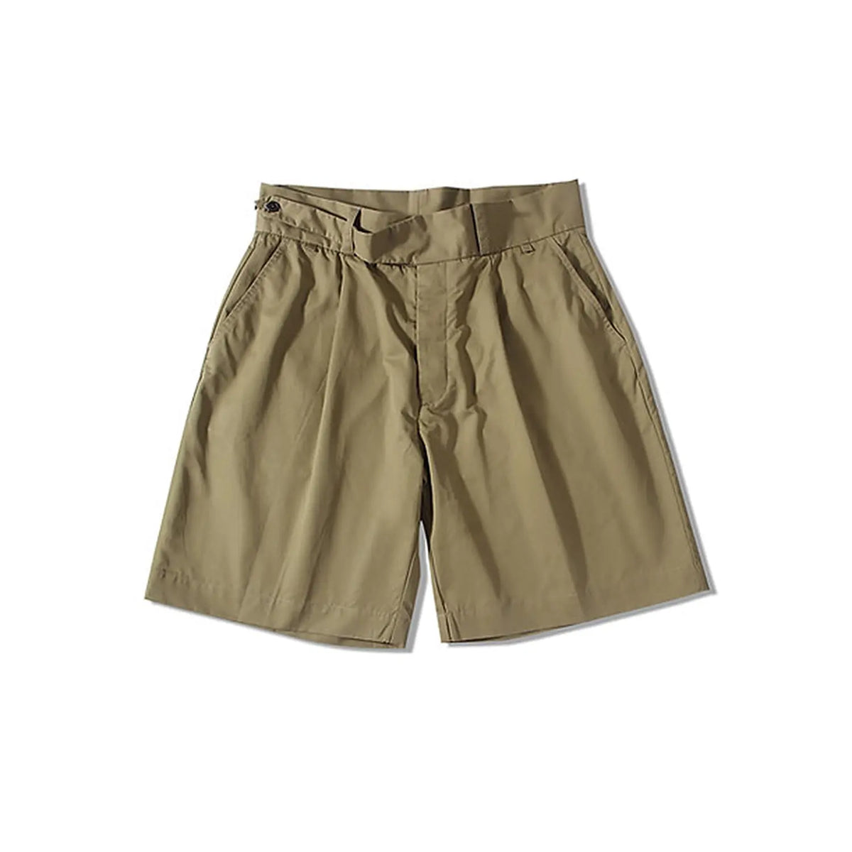 Front view of the Standard Types Pleated Chino Shorts Khaki showing the pleated front design, clean silhouette, and classic khaki tone for Clothier & Sons.
