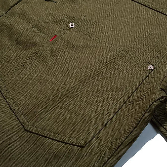 Standard Types ST117 WWII Type 1 Jacket HBT Green Chest Pocket Detail