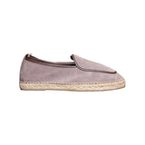 Front three-quarter view of the The Resort & Co Belgian Loafer Espadrilles Suede Humo showing the slip-on silhouette, soft suede upper, and relaxed summer style for Clothier & Sons.
