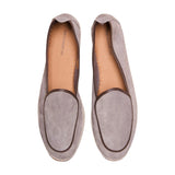 Top view of the The Resort & Co Belgian Loafer Espadrilles Suede Humo showing clean vamp design, suede texture, and classic loafer shape for Clothier & Sons.
