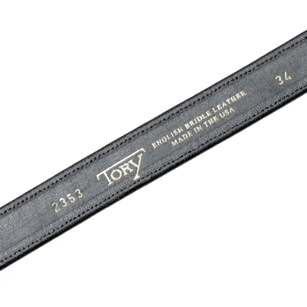 Tory Leather 1” Bridle Leather Spur Belt Black 2353 Leather Stamp Detail