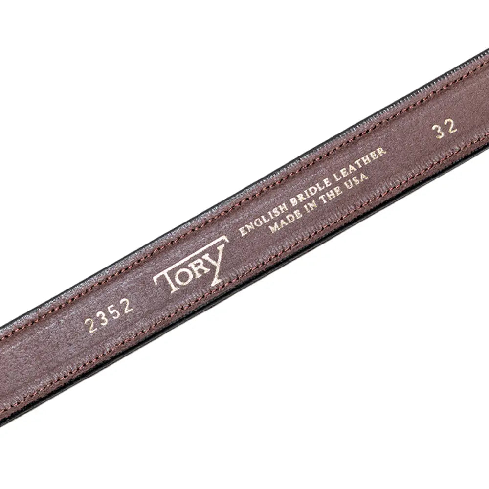 Tory Leather 1” Bridle Leather Spur Belt Havana 2352 Leather Stamp Detail