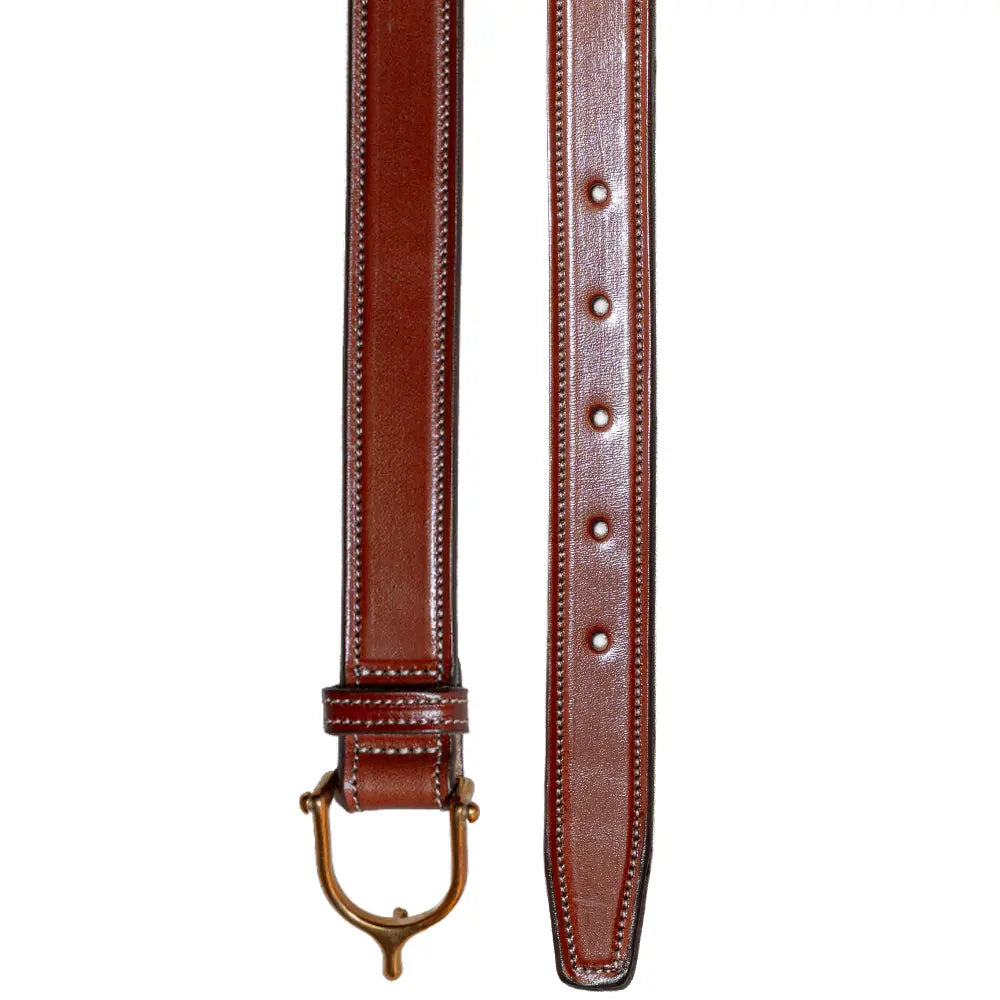 Tory Leather 1” Bridle Leather Spur Belt Oakbark 2351 Front and Back View