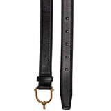 Tory Leather For Clothier and Sons 1” Bridle Deer Print Grain Black Gold Buckle 3225 Front and Back View