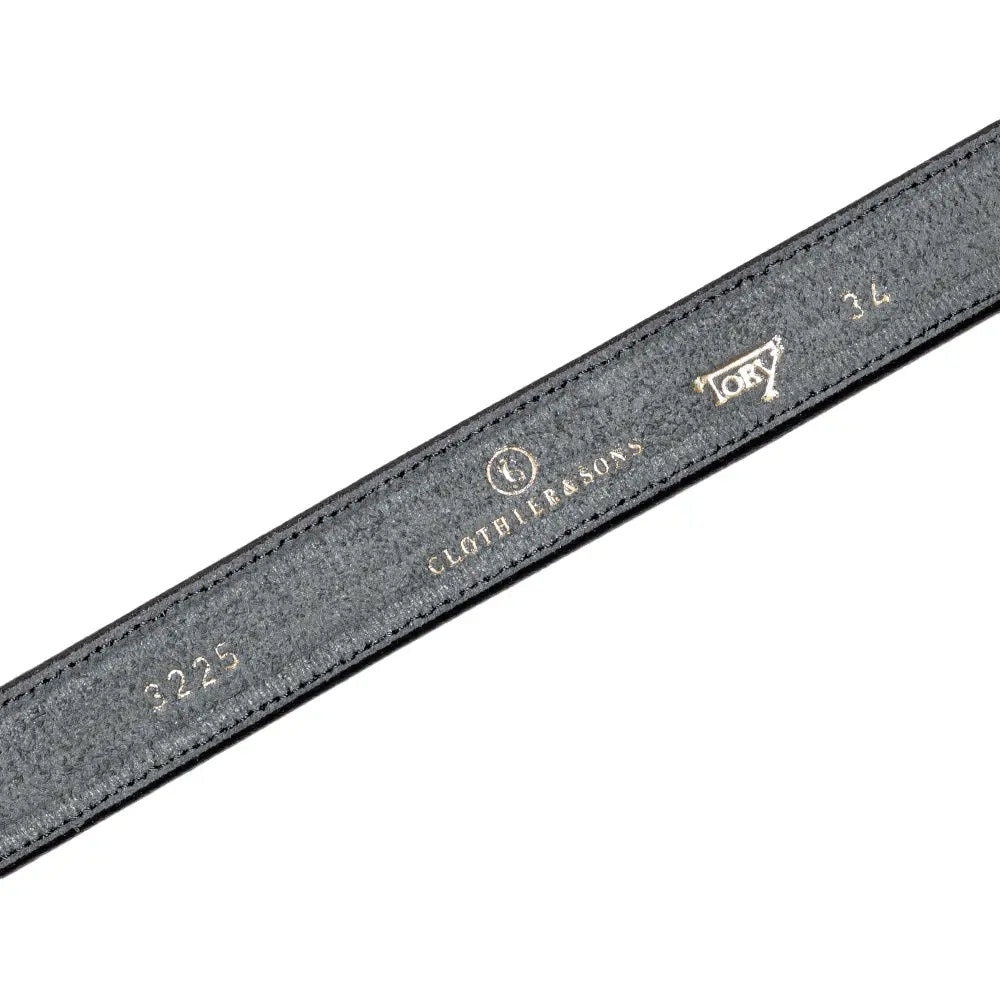 Tory Leather For Clothier and Sons 1” Bridle Deer Print Grain Black Gold Buckle 3225 Leather Detail
