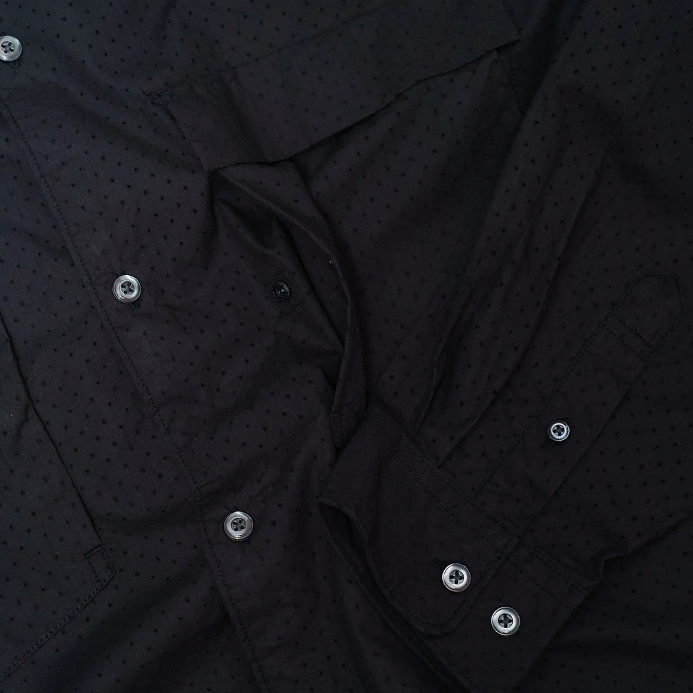 Front view of the Unaffected Drawstring Shirt Black showing the relaxed shirt silhouette, clean black tone, and adjustable drawstring hem for Clothier & Sons.