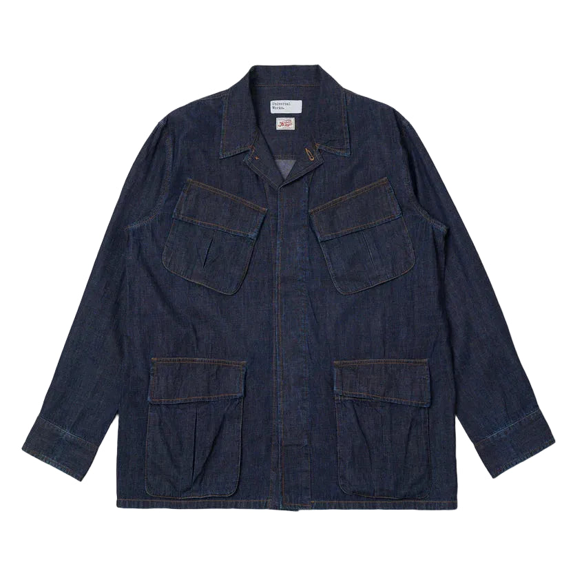 Universal Works Kaihara LT WT Denim Jungle Jacket Indigo Front View