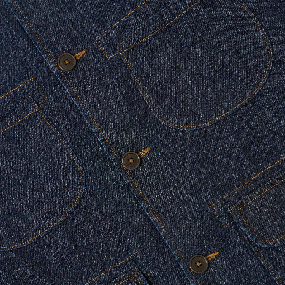 Universal Works Kaihara LT WT Denim Labour Jacket Indigo Patch Pocket Detail