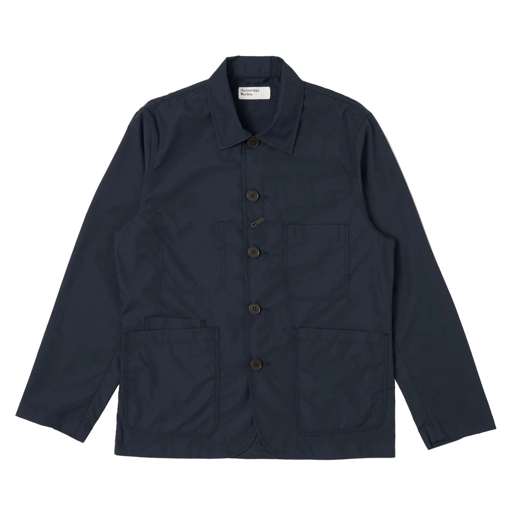 Universal Works Recycled Polytech Bakers Jacket Navy Front View