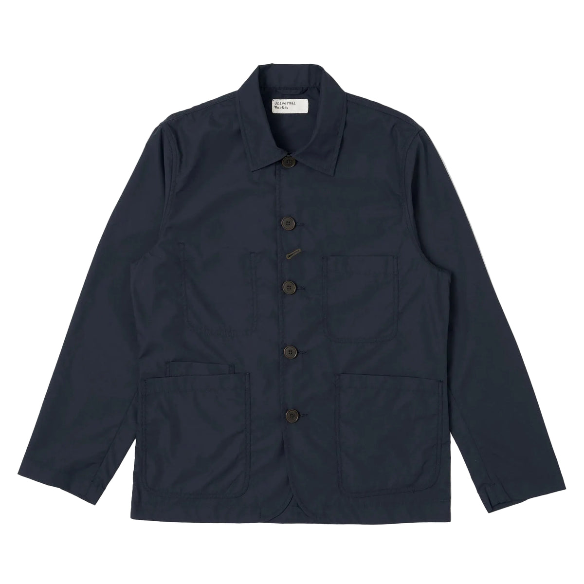 Universal Works Recycled Polytech Bakers Jacket Navy Front View