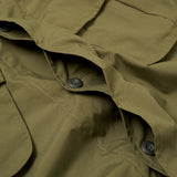 Universal Works Recycled Polytech Jungle Jacket Olive Button Detail