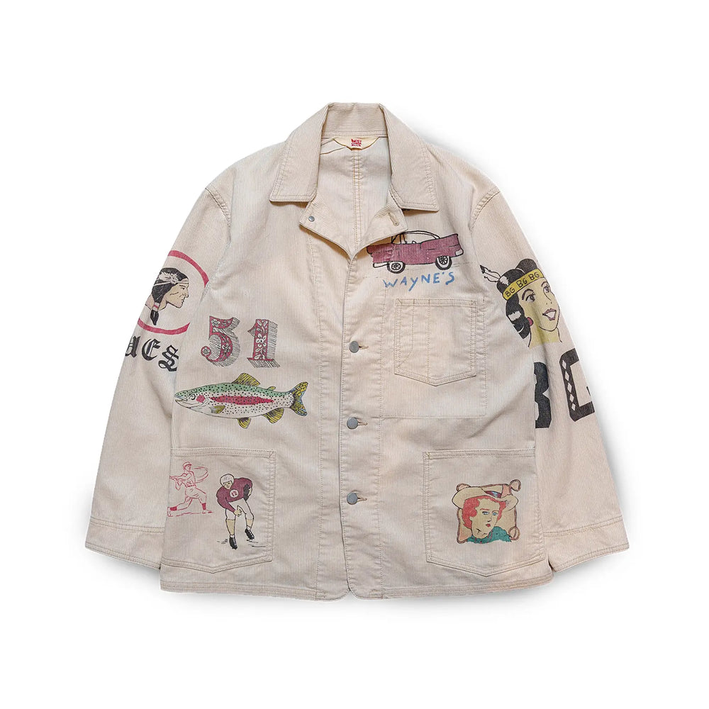 Front view of the Westoverall AYD×WO Memorial Coveralls Off White showing the relaxed coverall silhouette, patch pockets, and clean off-white tone for Clothier & Sons.