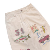 Waistband detail of the Westoverall AYD×WO Memorial Pants Off White showing button closure, belt loops, and stitching details for Clothier & Sons.