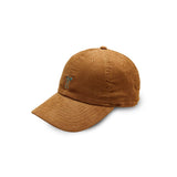 Side view of the Westoverall Horse Logo Cap Tan showing the cap profile, brim shape, and balanced proportions for Clothier & Sons.