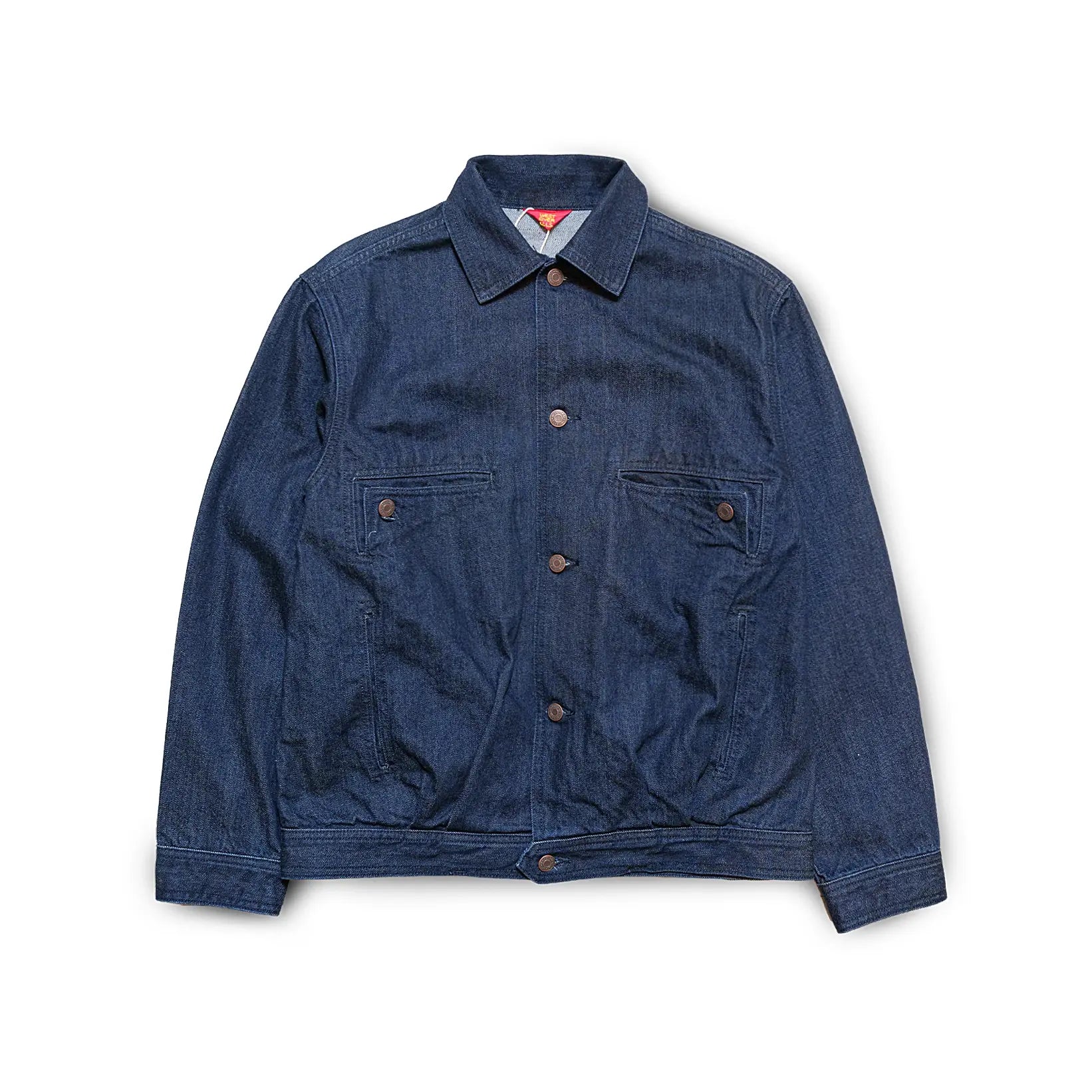 Front view of the Westoverall Woch Jacket 906g Indigo showing its workwear-inspired silhouette, structured shape, and deep indigo tone for Clothier & Sons.