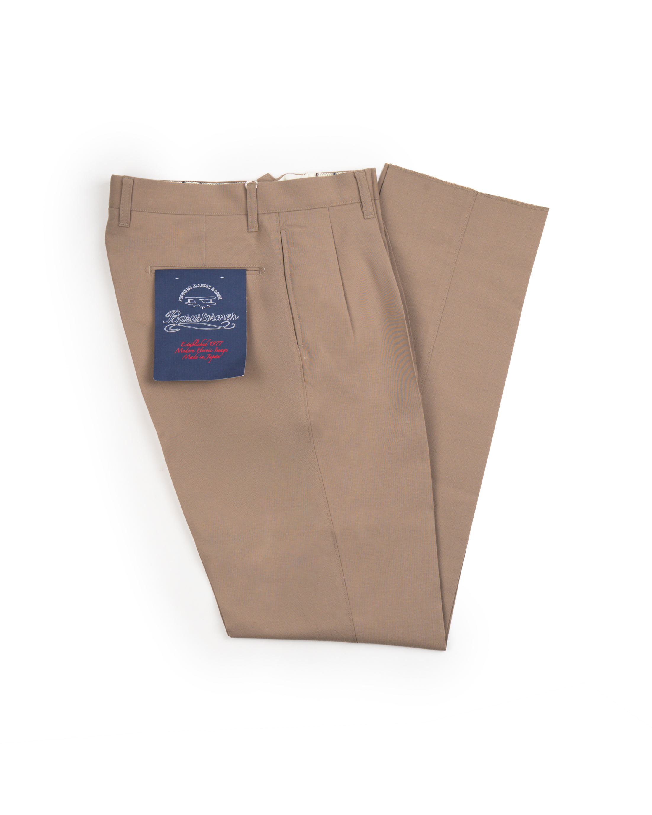 BARNSTORMER Double Pleat Chino 1953 Wool Beige - Clothier