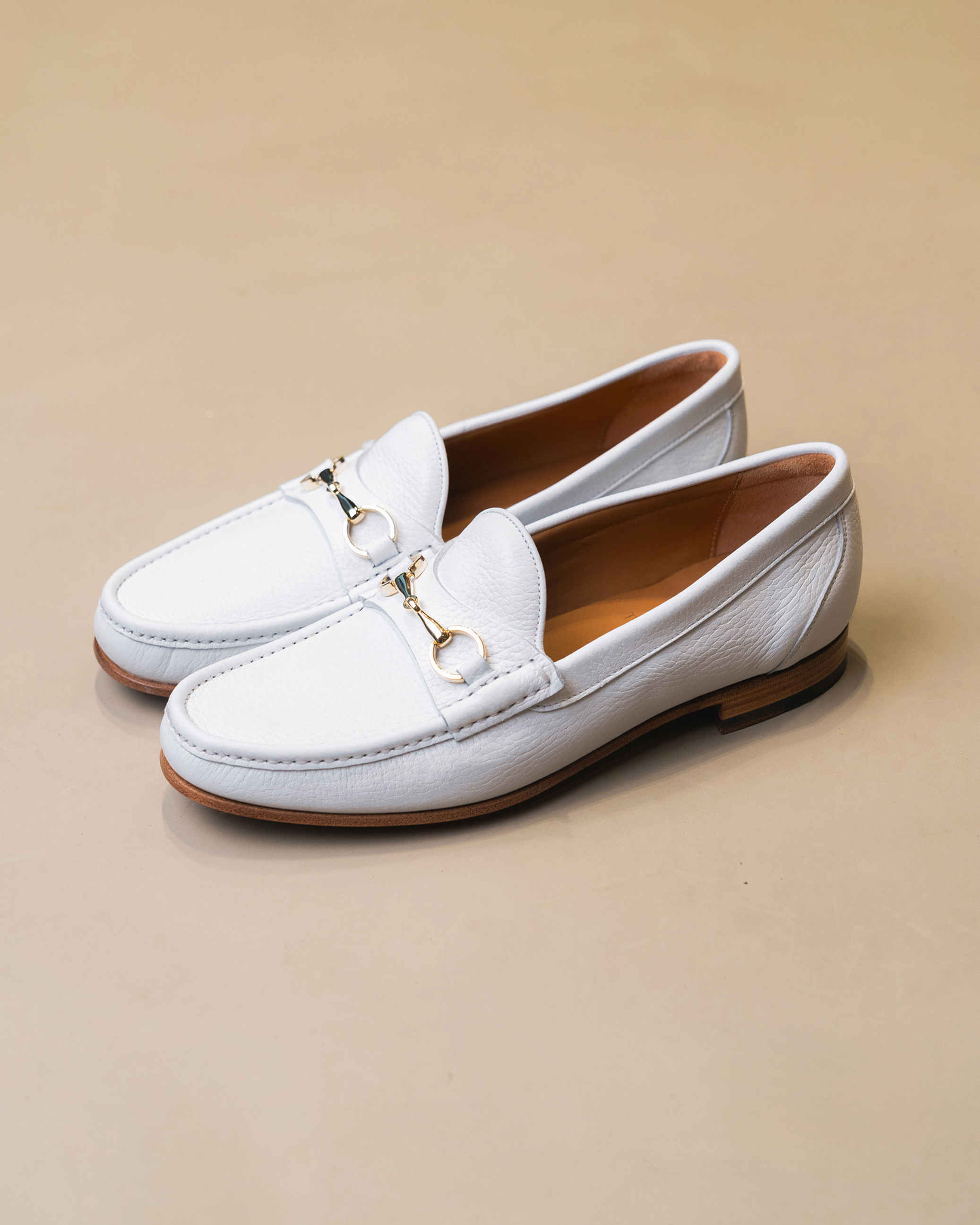 BERWICK Horse Bit Loafers Grain – White