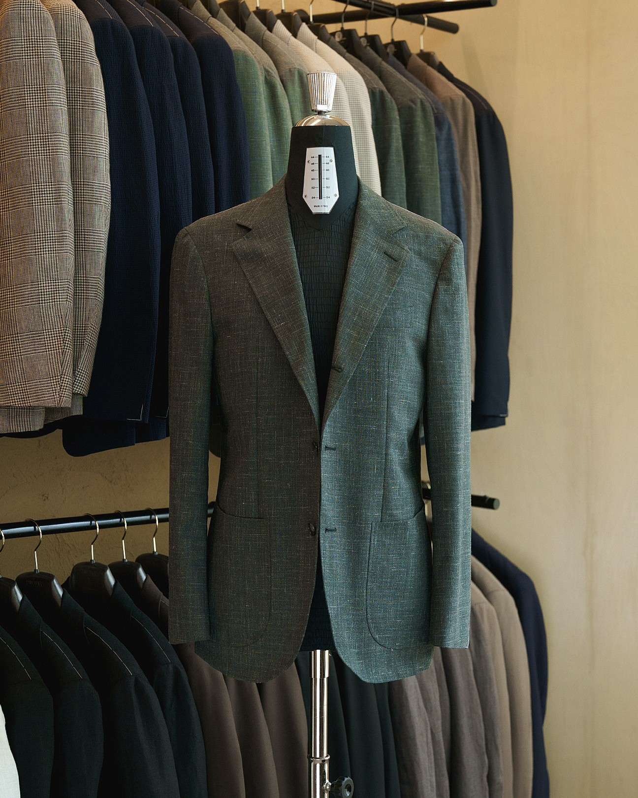 DROP6 Sport Jacket Wool Silk Linen Check Green