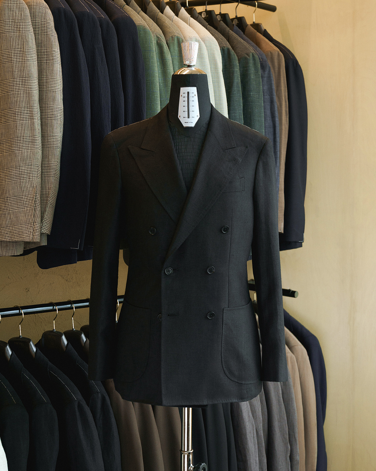 DROP6 Sport Jacket Linen Herringbone Double Breasted Black