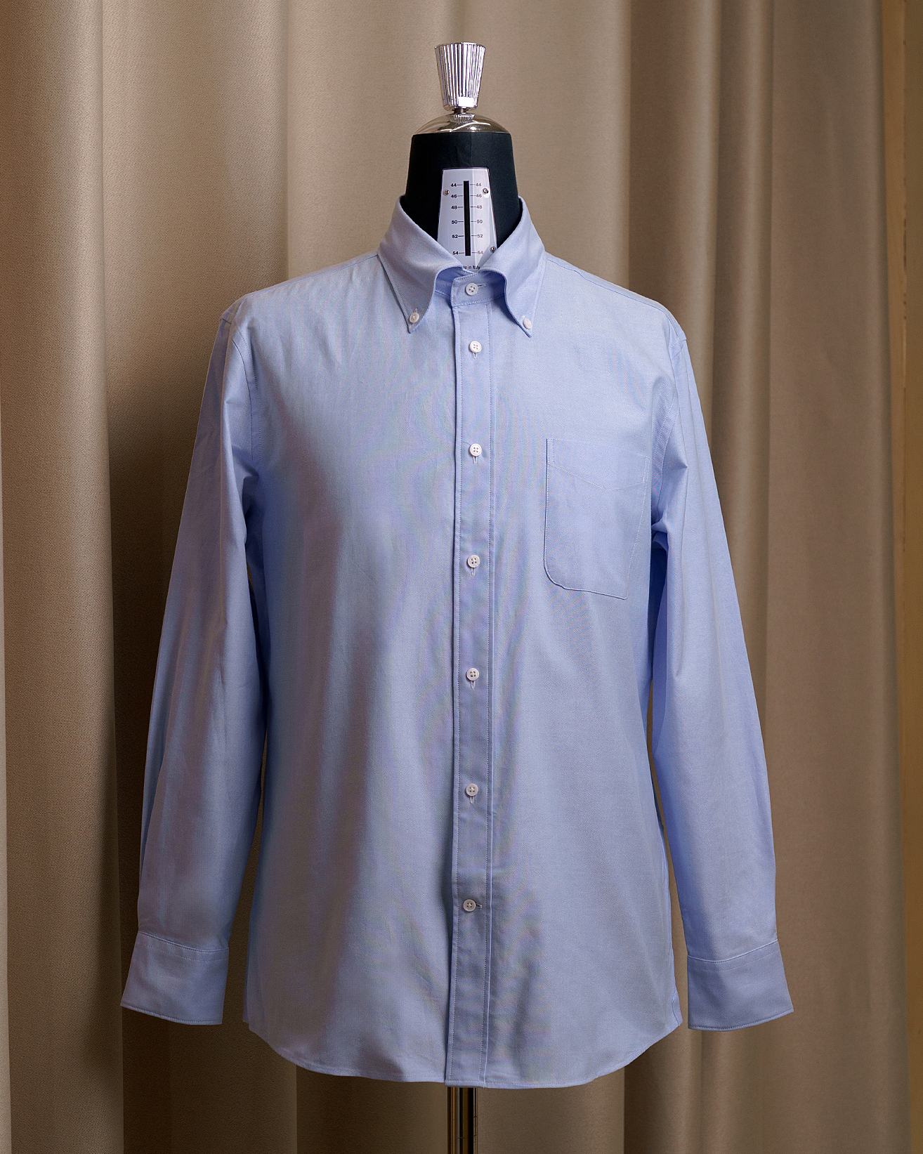 DROP6 Plain Oxford Cloth Button Down Shirt Blue