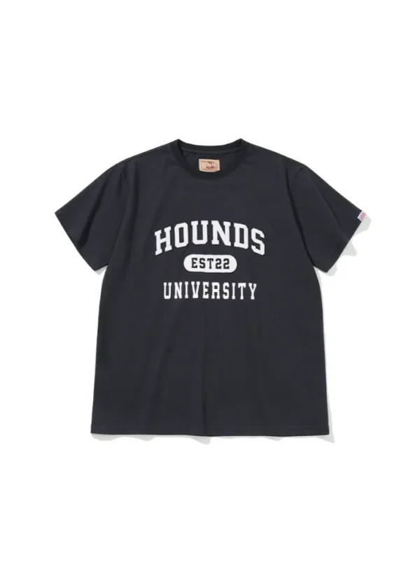 RENACTS Hounds T-Shirt Navy เสื้อยืดสีกรมท่า ลายพิมพ์สไตล์ Ivy League ผ้าคอตตอนวินเทจคลาสสิก