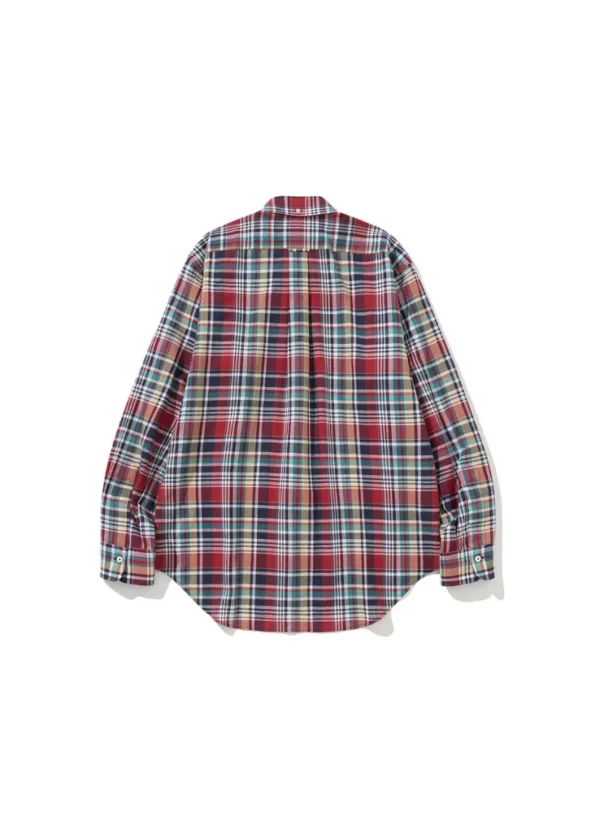 RENACTS Ivy Madras Button Down Shirt in red multi-check, inspired by classic Ivy League style and traditional Indian Madras fabric เสื้อเชิ้ตลายตารางแดง RENACTS Ivy Madras สไตล์ Ivy League ผลิตจากผ้า Madras พื้นเมืองอินเดีย
