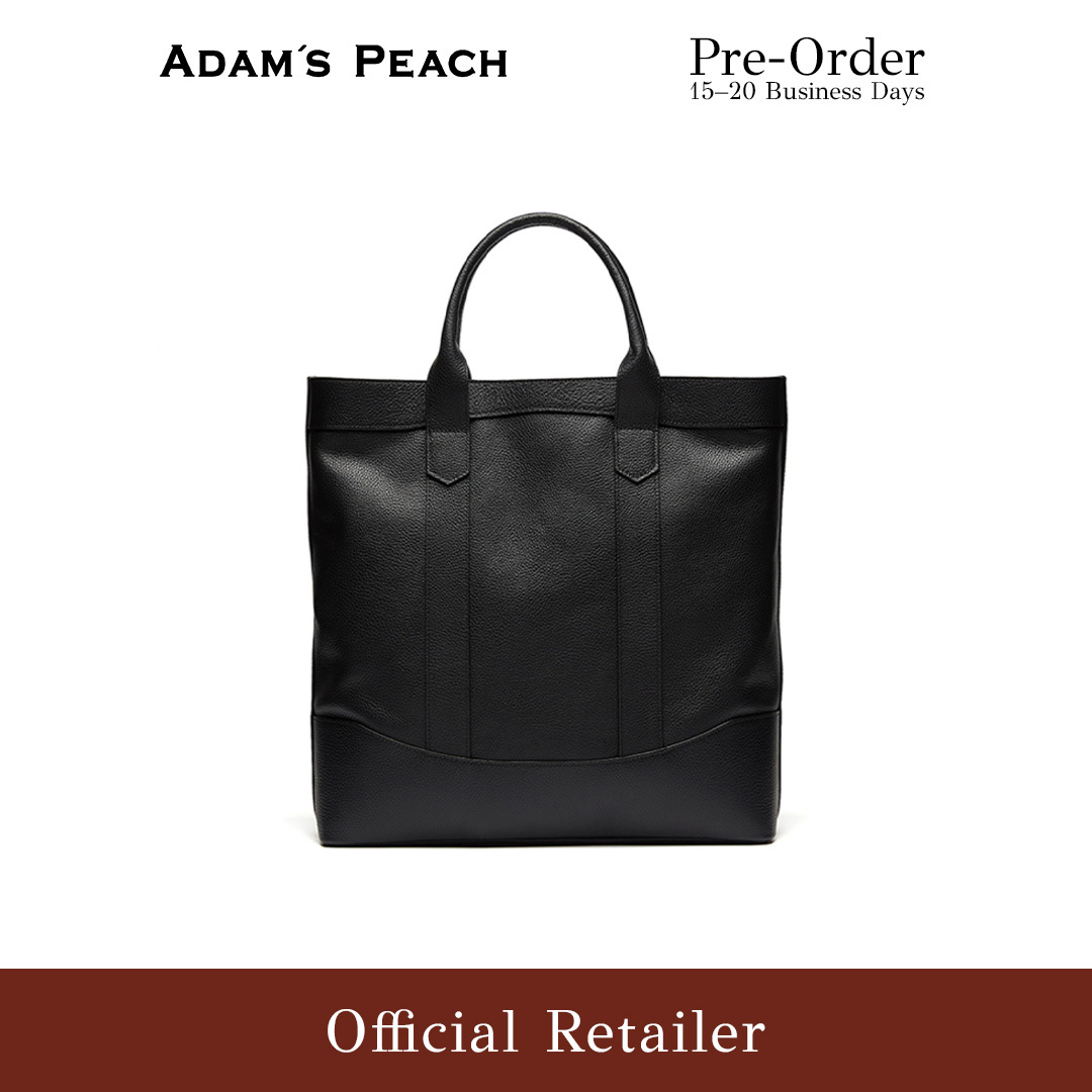 (Pre-Order) ADAM PEACH Black Shrunken Leather D.L Tote bag