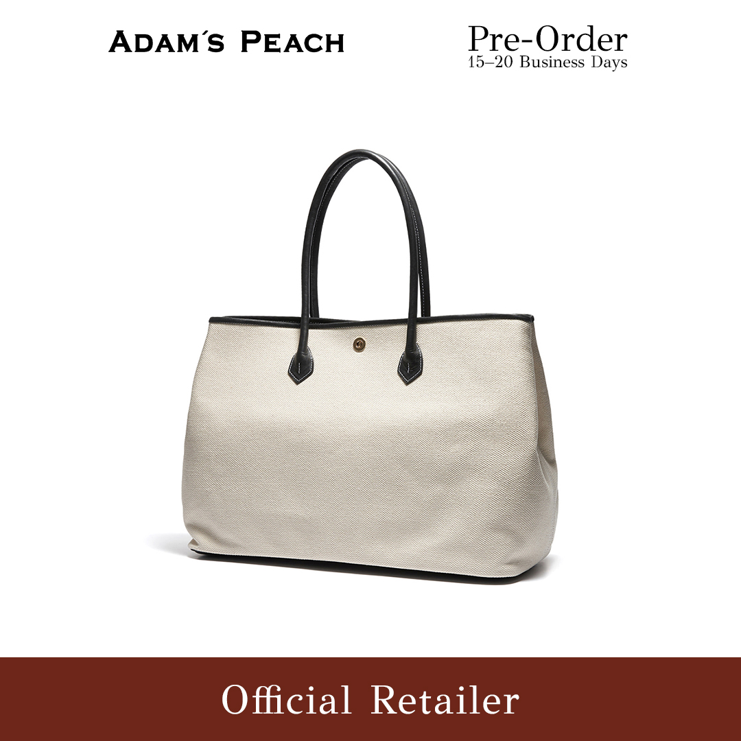 (Pre-Order) ADAM PEACH Canvas Leather Tote Bag